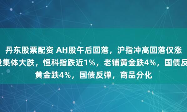 丹东股票配资 AH股午后回落，沪指冲高回落仅涨0.1%，高位股集体大跌，恒科指跌近1%，老铺黄金跌4%，国债反弹，商品分化