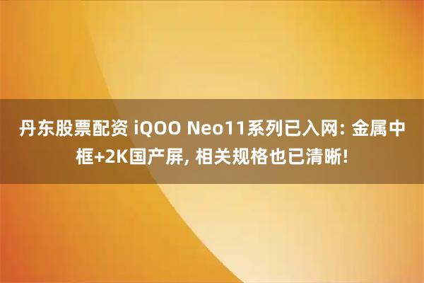 丹东股票配资 iQOO Neo11系列已入网: 金属中框+2K国产屏, 相关规格也已清晰!