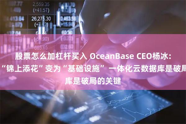 股票怎么加杠杆买入 OceanBase CEO杨冰: 让AI从“锦上添花”变为“基础设施” 一体化云数据库是破局的关键